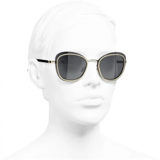 Chanel Sunglasses & Eyewear-- Pantos Sunglasses - Black Gold Gray - Eyewear - Avvenice