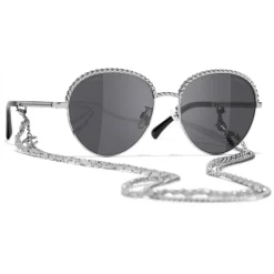 Chanel Sunglasses & Eyewear-- Pantos Sunglasses - Silver Dark Gray - Eyewear - Avvenice