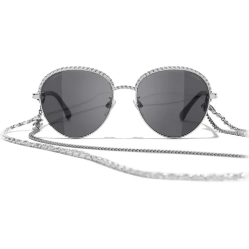 Chanel Sunglasses & Eyewear-- Pantos Sunglasses - Silver Dark Gray - Eyewear - Avvenice