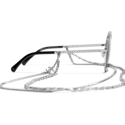 Chanel Sunglasses & Eyewear-- Pantos Sunglasses - Silver Dark Gray - Eyewear - Avvenice