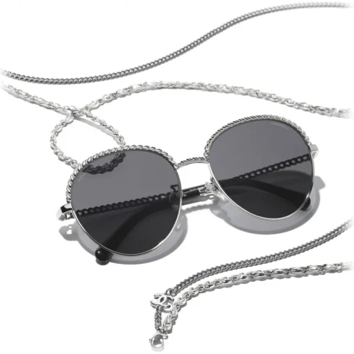 Chanel Sunglasses & Eyewear-- Pantos Sunglasses - Silver Dark Gray - Eyewear - Avvenice