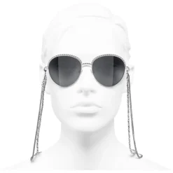 Chanel Sunglasses & Eyewear-- Pantos Sunglasses - Silver Dark Gray - Eyewear - Avvenice
