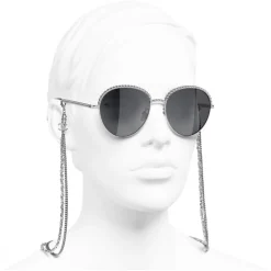 Chanel Sunglasses & Eyewear-- Pantos Sunglasses - Silver Dark Gray - Eyewear - Avvenice