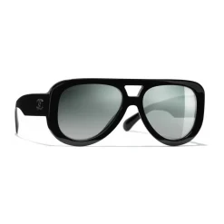 Chanel Sunglasses & Eyewear-- Pilot Sunglasses - Black Green Mirror - Eyewear - Avvenice
