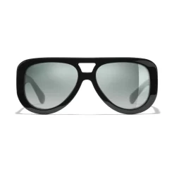Chanel Sunglasses & Eyewear-- Pilot Sunglasses - Black Green Mirror - Eyewear - Avvenice