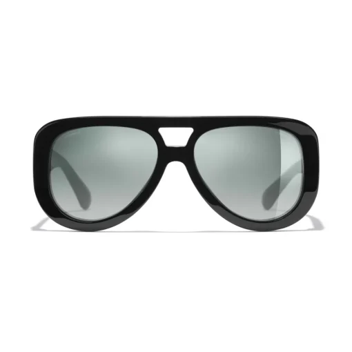 Chanel Sunglasses & Eyewear-- Pilot Sunglasses - Black Green Mirror - Eyewear - Avvenice