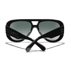 Chanel Sunglasses & Eyewear-- Pilot Sunglasses - Black Green Mirror - Eyewear - Avvenice