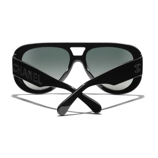 Chanel Sunglasses & Eyewear-- Pilot Sunglasses - Black Green Mirror - Eyewear - Avvenice