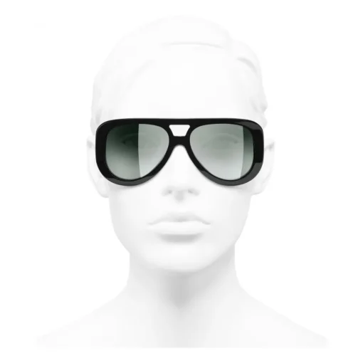 Chanel Sunglasses & Eyewear-- Pilot Sunglasses - Black Green Mirror - Eyewear - Avvenice
