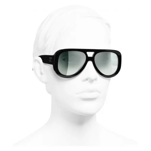 Chanel Sunglasses & Eyewear-- Pilot Sunglasses - Black Green Mirror - Eyewear - Avvenice