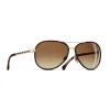 Chanel Sunglasses & Eyewear-- Pilot Sunglasses - Gold Brown - Eyewear - Avvenice