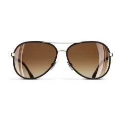 Chanel Sunglasses & Eyewear-- Pilot Sunglasses - Gold Brown - Eyewear - Avvenice