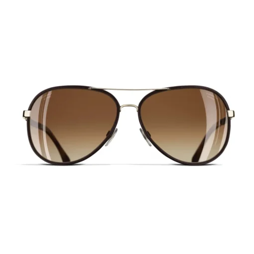 Chanel Sunglasses & Eyewear-- Pilot Sunglasses - Gold Brown - Eyewear - Avvenice