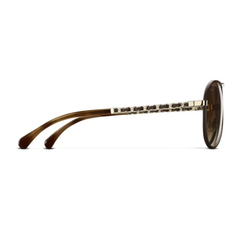 Chanel Sunglasses & Eyewear-- Pilot Sunglasses - Gold Brown - Eyewear - Avvenice