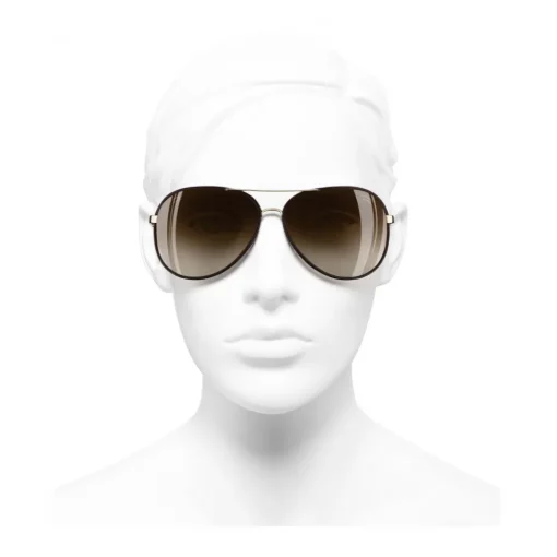 Chanel Sunglasses & Eyewear-- Pilot Sunglasses - Gold Brown - Eyewear - Avvenice