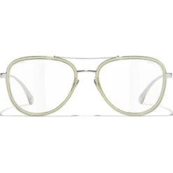 Chanel Sunglasses & Eyewear-- Pilot Sunglasses - Silver Beige Transparent - Eyewear - Avvenice