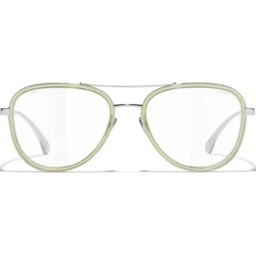 Chanel Sunglasses & Eyewear-- Pilot Sunglasses - Silver Beige Transparent - Eyewear - Avvenice