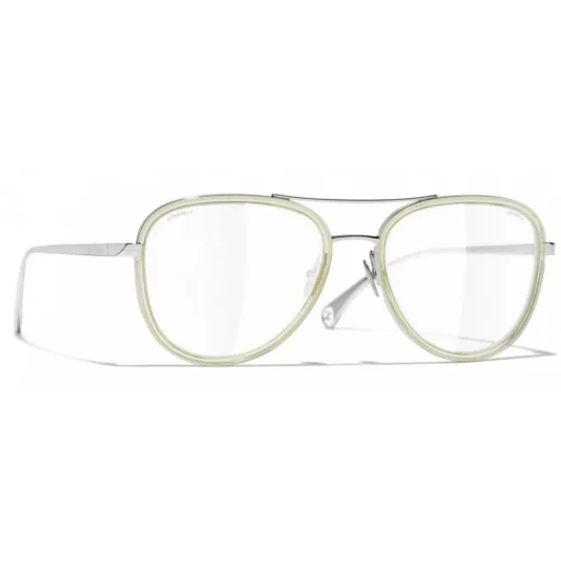 Chanel Sunglasses & Eyewear-- Pilot Sunglasses - Silver Beige Transparent - Eyewear - Avvenice