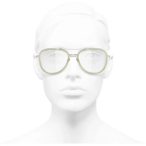 Chanel Sunglasses & Eyewear-- Pilot Sunglasses - Silver Beige Transparent - Eyewear - Avvenice