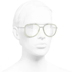 Chanel Sunglasses & Eyewear-- Pilot Sunglasses - Silver Beige Transparent - Eyewear - Avvenice