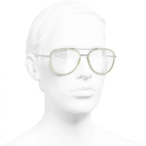 Chanel Sunglasses & Eyewear-- Pilot Sunglasses - Silver Beige Transparent - Eyewear - Avvenice