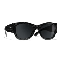 Chanel Sunglasses & Eyewear-- Rectangle Sunglasses - Black Gray - Eyewear - Avvenice