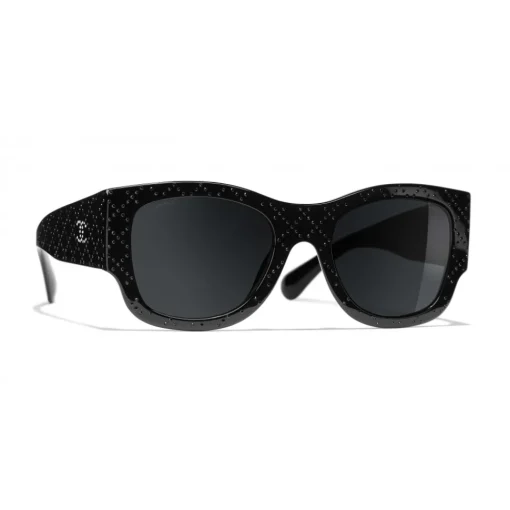 Chanel Sunglasses & Eyewear-- Rectangle Sunglasses - Black Gray - Eyewear - Avvenice