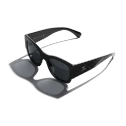 Chanel Sunglasses & Eyewear-- Rectangle Sunglasses - Black Gray - Eyewear - Avvenice