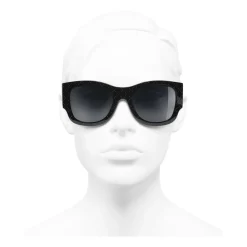 Chanel Sunglasses & Eyewear-- Rectangle Sunglasses - Black Gray - Eyewear - Avvenice