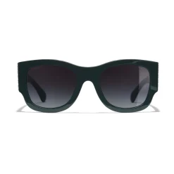 Chanel Sunglasses & Eyewear-- Rectangle Sunglasses - Dark Green Gray Gradient - Eyewear - Avvenice