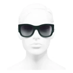 Chanel Sunglasses & Eyewear-- Rectangle Sunglasses - Dark Green Gray Gradient - Eyewear - Avvenice