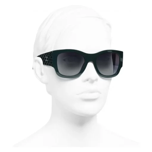 Chanel Sunglasses & Eyewear-- Rectangle Sunglasses - Dark Green Gray Gradient - Eyewear - Avvenice