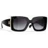 Chanel Sunglasses & Eyewear-- Rectangle Sunglasses - Black Gold Gray - Eyewear - Avvenice