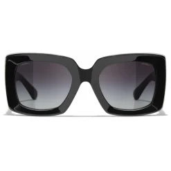 Chanel Sunglasses & Eyewear-- Rectangle Sunglasses - Black Gold Gray - Eyewear - Avvenice