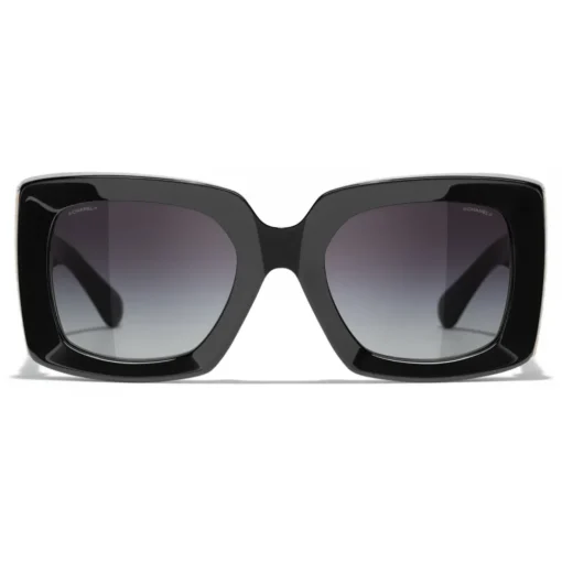 Chanel Sunglasses & Eyewear-- Rectangle Sunglasses - Black Gold Gray - Eyewear - Avvenice