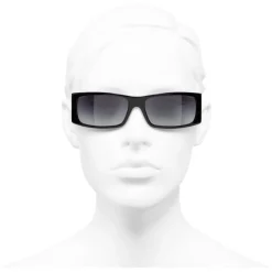 Chanel Sunglasses & Eyewear-- Rectangle Sunglasses - Black Gray - Eyewear - Avvenice