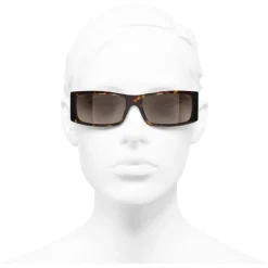 Chanel Sunglasses & Eyewear-- Rectangle Sunglasses - Dark Tortoise Brown - Eyewear - Avvenice