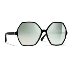 Chanel Sunglasses & Eyewear-- Round Sunglasses - Black Green Mirror - Eyewear - Avvenice