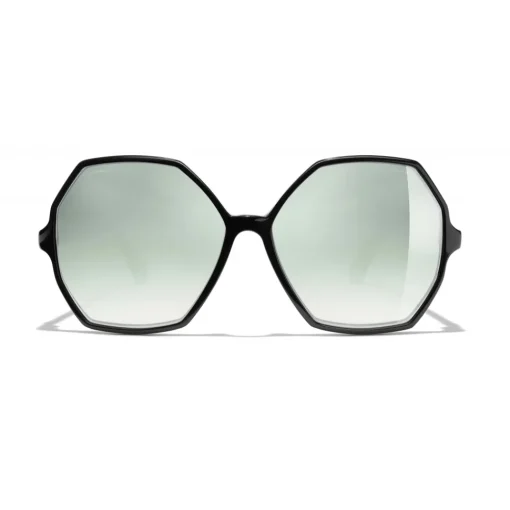 Chanel Sunglasses & Eyewear-- Round Sunglasses - Black Green Mirror - Eyewear - Avvenice
