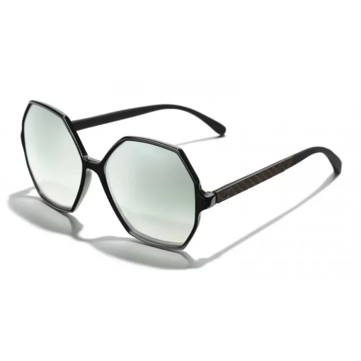 Chanel Sunglasses & Eyewear-- Round Sunglasses - Black Green Mirror - Eyewear - Avvenice