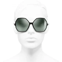 Chanel Sunglasses & Eyewear-- Round Sunglasses - Black Green Mirror - Eyewear - Avvenice
