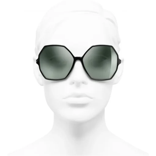 Chanel Sunglasses & Eyewear-- Round Sunglasses - Black Green Mirror - Eyewear - Avvenice