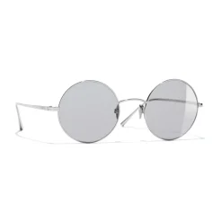 Chanel Sunglasses & Eyewear-- Round Sunglasses - Silver Gray - Eyewear - Avvenice