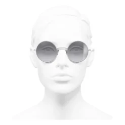 Chanel Sunglasses & Eyewear-- Round Sunglasses - Silver Gray - Eyewear - Avvenice