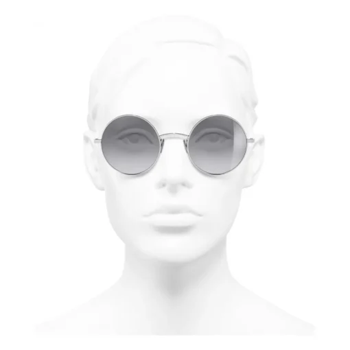 Chanel Sunglasses & Eyewear-- Round Sunglasses - Silver Gray - Eyewear - Avvenice