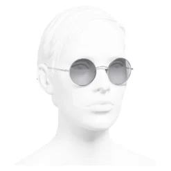 Chanel Sunglasses & Eyewear-- Round Sunglasses - Silver Gray - Eyewear - Avvenice