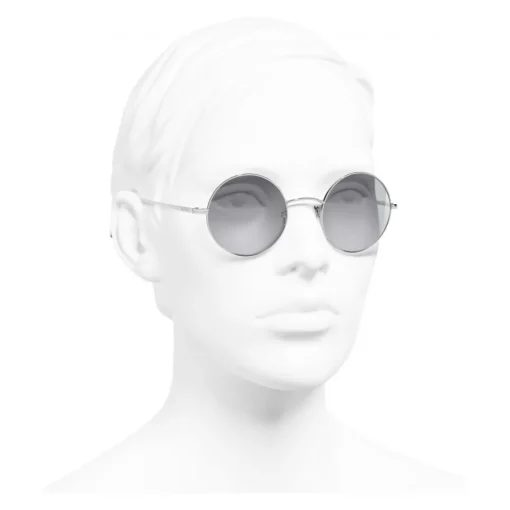 Chanel Sunglasses & Eyewear-- Round Sunglasses - Silver Gray - Eyewear - Avvenice