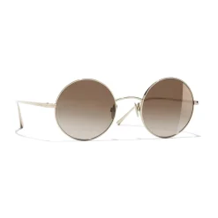 Chanel Sunglasses & Eyewear-- Round Sunglasses - Gold Brown Gradient - Eyewear - Avvenice