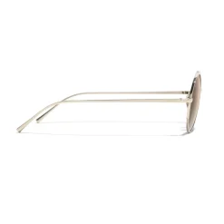 Chanel Sunglasses & Eyewear-- Round Sunglasses - Gold Brown Gradient - Eyewear - Avvenice