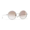 Chanel Sunglasses & Eyewear-- Round Sunglasses - Silver Beige - Eyewear - Avvenice